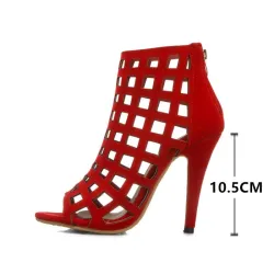 Peep toe fishnet pumps - with a back zipper