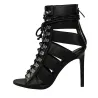Cross-tied peep toe high heels - with string strap