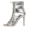Cross-tied peep toe high heels - with string strap