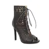 Open toe lace-up heels - with a back zipper