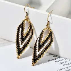 Long earrings with beads - V-shapedEarrings