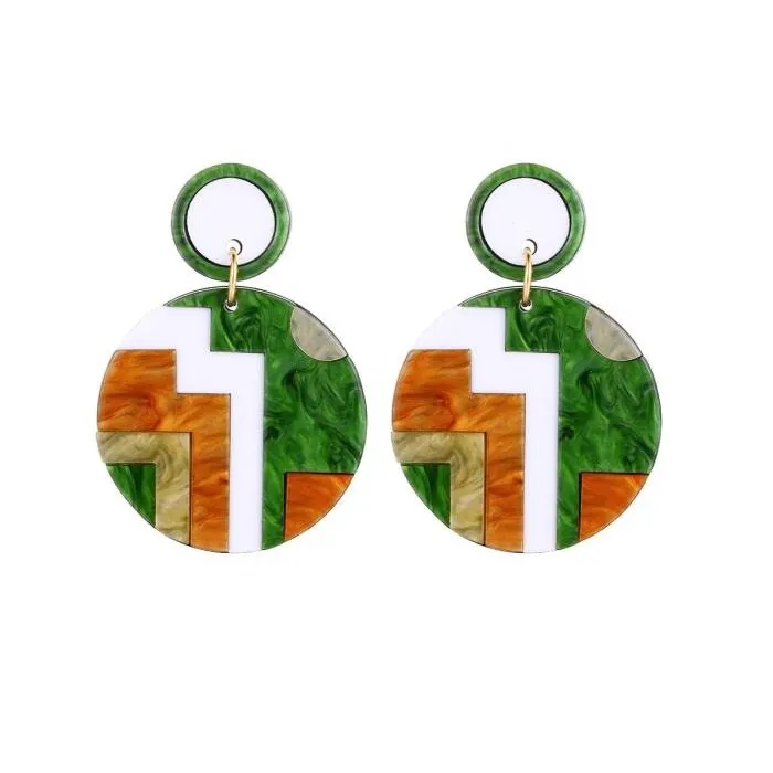 Ronde oorbellen van acryl - veelkleurig geometrisch ontwerpOorbellen