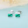 Luxe vierkante oorknopjes - met turkoois - 925 sterling zilverOorbellen