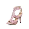 Sexy hollow pumps - high heel sandals - with an ankle strap