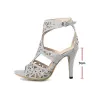 Sexy hohle Pumps - Sandalen mit hohen Absätzen - mit Knöchelriemen