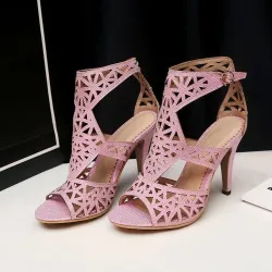 Sexy hollow stiletto - peep toe - with ankle strap