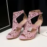 Sexy hollow stiletto - peep toe - with ankle strap
