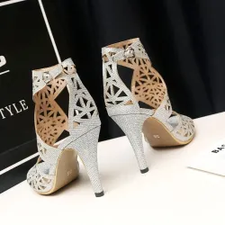 Sexy hollow stiletto - peep toe - with ankle strap