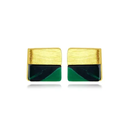 Luxe vierkante oorknopjes - met turkoois - 925 sterling zilverOorbellen