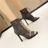 Open toe lace-up heels - with a back zipper
