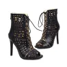 Open toe lace-up heels - with a back zipper