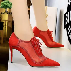 Sexy ankle high heels - lace-up - with meshHigh heels