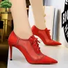 Sexy ankle high heels - lace-up - with meshHigh heels