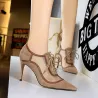 Sexy Knöchel-High-Heels - Schnürung - mit Mesh