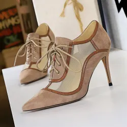 Sexy Knöchel-High-Heels - Schnürung - mit Mesh