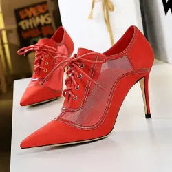 Sexy Knöchel-High-Heels - Schnürung - mit Mesh