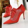 Sexy ankle high heels - lace-up - with meshHigh heels
