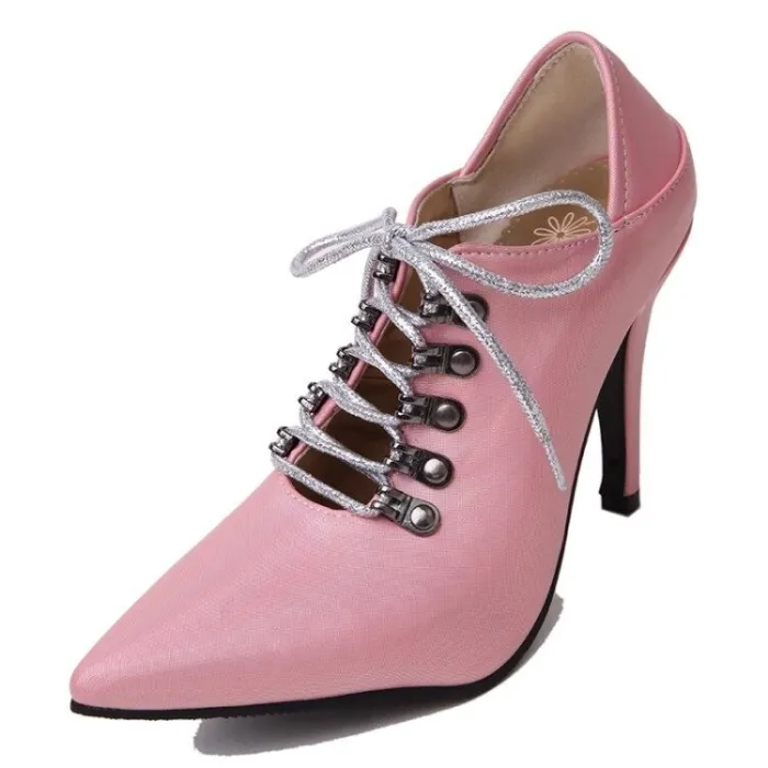 Cross-tied high heel sandals - ankle length - lace-up