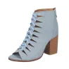 Cross-tied high heel boots - denim - ankle length