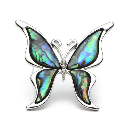 Butterfly with a colored shell - a metal brooch