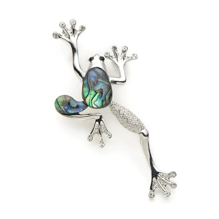 Kristall groda - med skal - vintage brooch