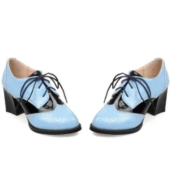 Vintage brogue schoenen - spitse neus - veterschoen - met dikke hakkenLaarzen