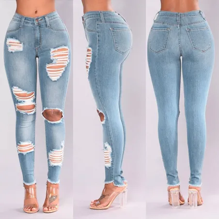 Gescheurde spijkerbroek - rekbaar - slim - skinny broekBroeken