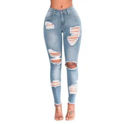 Ripped denim jeans - stretchable - slim - skinny pants