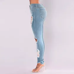 Ripped denim jeans - stretchable - slim - skinny pants