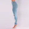Ripped denim jeans - stretchable - slim jeggings - with ripped hole