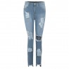 Ripped denim jeans - stretchable - slim jeggings - with ripped hole