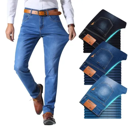 Denim dżinsy - slim spodnie - rozciągliwe - z kieszeniamiSpodni