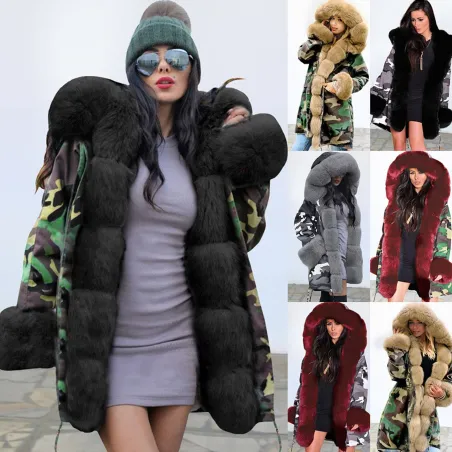 Lange Parka Daunenjacke - mit Fellkapuze - wasserdicht