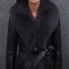 Elegante kurze Lederjacke - mit Pelzkragen