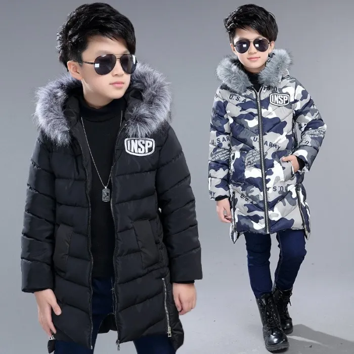 Kids thick jacket - with fur collar