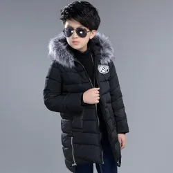 Warm down jacket - with fur collar - for boys