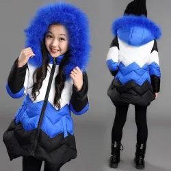 Girls thick coat jacket - with fur hood