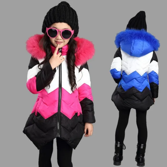 Warm donsjack - met afneembare bontcapuchonKinderen