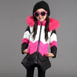 Girls thick coat jacket - with fur hood