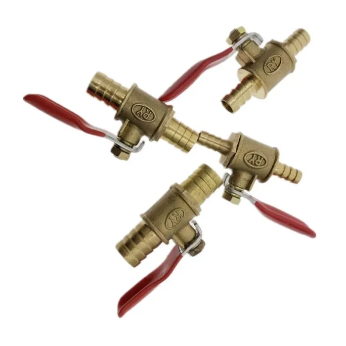 Kugelhahn mit rotem Griff - 6 mm - 12 mm - zum Absperren der Wasser- / Öl- / Luft- / Gas- / Kraftstoffleitung - Messing
