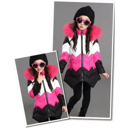 Warm donsjack - met afneembare bontcapuchonKinderen