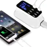 8 Port USB Snabbladdare - strömadapter - Smart IC - med display och automatisk detektering