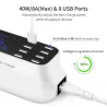 8 Port USB Snabbladdare - strömadapter - Smart IC - med display och automatisk detektering