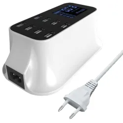 8 Port USB Snabbladdare - strömadapter - Smart IC - med display och automatisk detektering