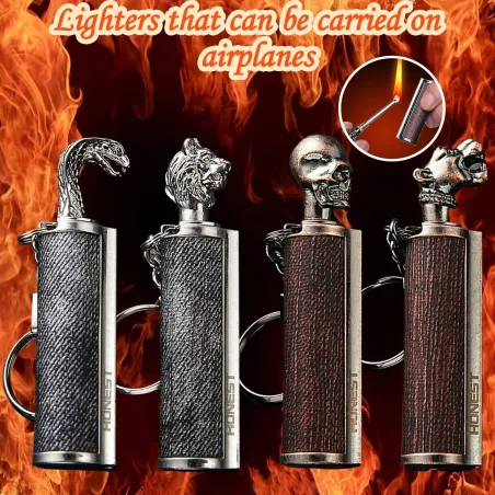 Metal lighter with a key ring