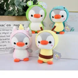 Kleiner Pinguin - verkleidet als Frosch / Einhorn / Biene / Dinosaurier - Plüschtier - 23cm