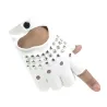 Läderhandskar - halv fingerdesign - med riveter - unisex