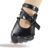 Halbfinger Lederhandschuhe - mit Nieten & Schnalle - Rock / Punk Stil