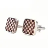 Square cufflinks - wooden grid