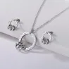 Runde Ohrringe & Halskette - mit Mini-Ringdekoration - rote & grüne Emaille - Schmuckset